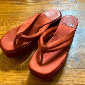 Jeffrey Campbell platform sandals in rust